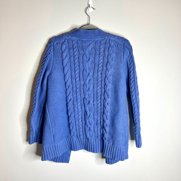 L.L. Bean Periwinkle Purple Double Cable-Knit Button Front Cardigan Sweater XL - Picture 5 of 5